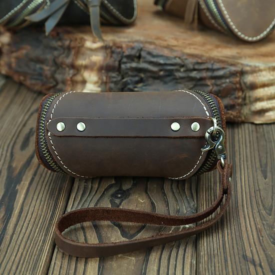 Retro Key Pouch Faux Leather Key Bag Mini Wallet Zipper Closure Belt Key Pouch for Home Bicycle Car Keys Men Women