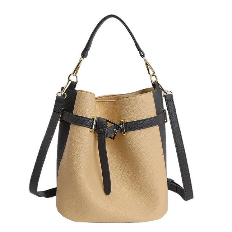 

Korean High-quality Simple All-matching Color Contrasting Bucket Bag Women Large-capacity Early Commuting One-shoulder Cross-body жовтий
