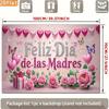 2D Feliz Dia De Las Madres Backdrop, Pink Floral Party Photography Background
