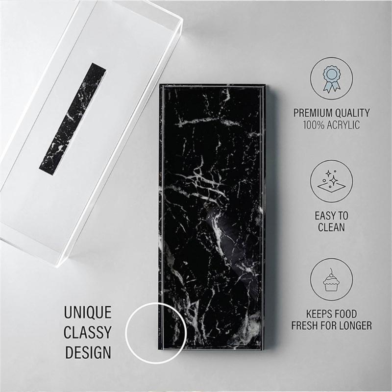 Rectangular Cake Display Box with Clear Lid Acrylic Cake Box Cake Container Cake Storage Tray for Home and Commercial