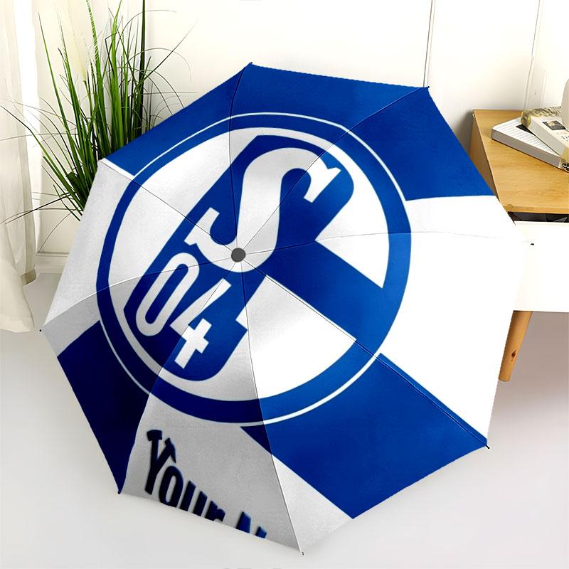 1 PC Automatic Folding Umbrella - FC Schalke 04 Custom Name Pattern, Portable & Foldable Design with 8 Ribs, Christmas Birthday Gifts