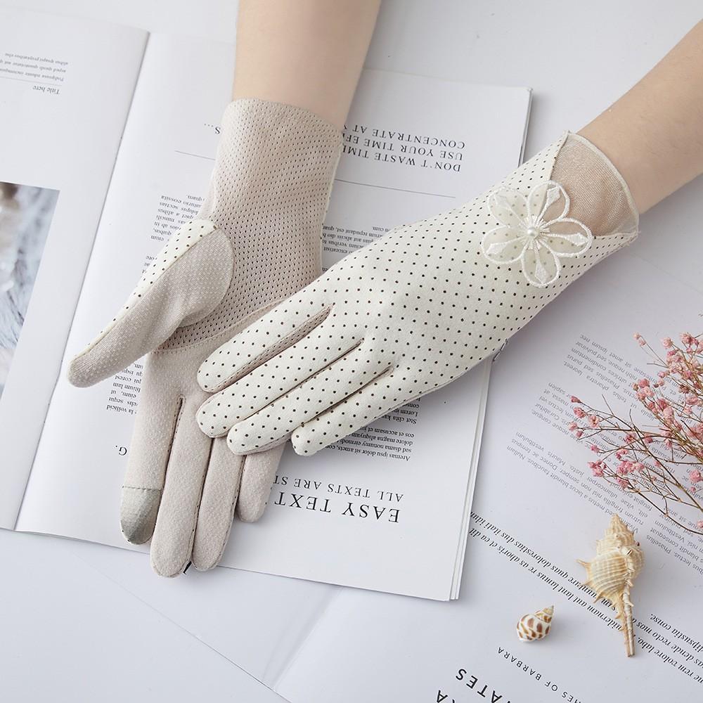 

Женские солнцезащитные перчатки Новые весенне-летние перчатки для вождения Корейская версия кружевной бант для верховой езды Противоскользящие Тонкие перчатки с сенсорным экраном average size