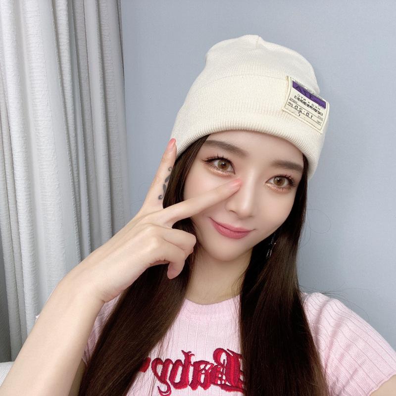 Autumn and Winter Warm Ear Protection Knitted Hat Women's Versatile Candy Color High Density Wool Hat Men's Hat