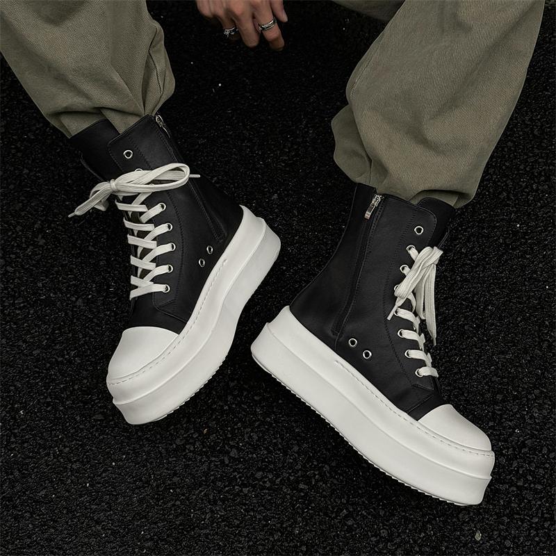 Brand Black High Top Men's and Women's Shoes Fashion Designer Women's Canvas Sports Shoes Ankle Boots Zipper Thick Soled