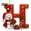 Indoor Holiday Decorations Cute Snowman Letter Christmas Ornament, 2D Flat Personalized A-Z Alphabet Clear Pattern Hanging Decor Acrylic Pendant