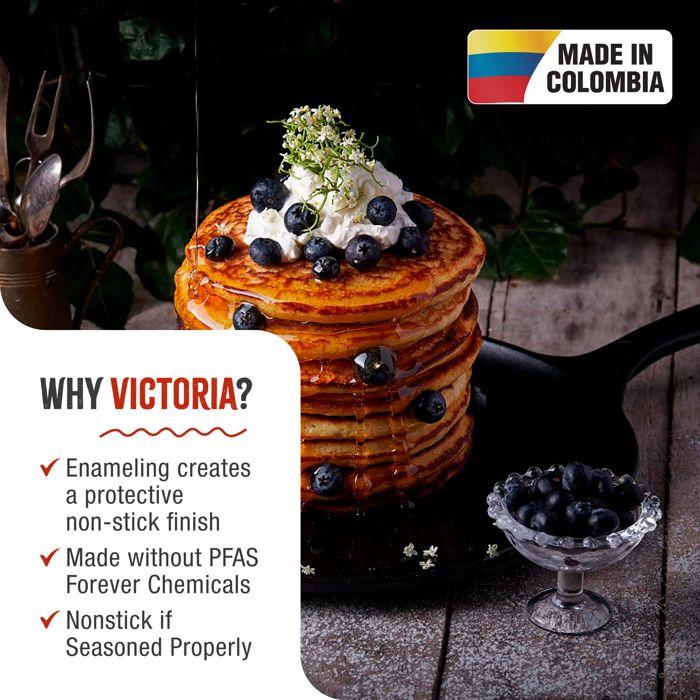 Plaque à Griller Comal en Fonte Émailleé Induction pour Pizza 30cm Feu, Barbecue Victoria 36379 Noir