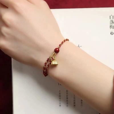 Lucky Lotus Seedpod Cinnabar Bead Bracelet For Women Men Handmade Braided Red Rope Adjustable Bracelet Couple Jewelry Gifts