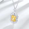 Sparkling Yellow Cubic Zirconia Necklace for Women's Wedding Anniversary Party Luxury Accessories Gifts Fashion Jewelry Pendant
