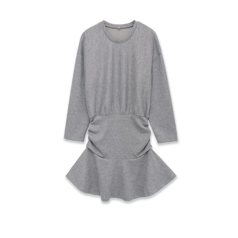 2025 New Women s Fashion Soft Belt Long Sleeve Dress Small серый