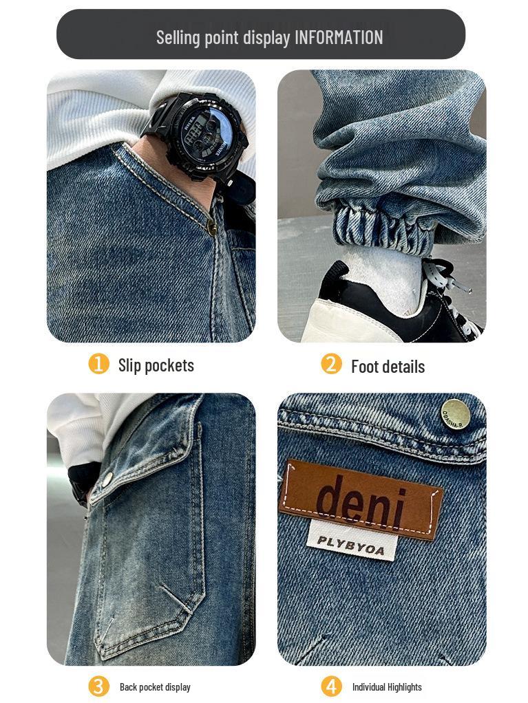 2025 Spring/Autumn Boys' Korean Style Pocket Patchwork Jeans for Kids
