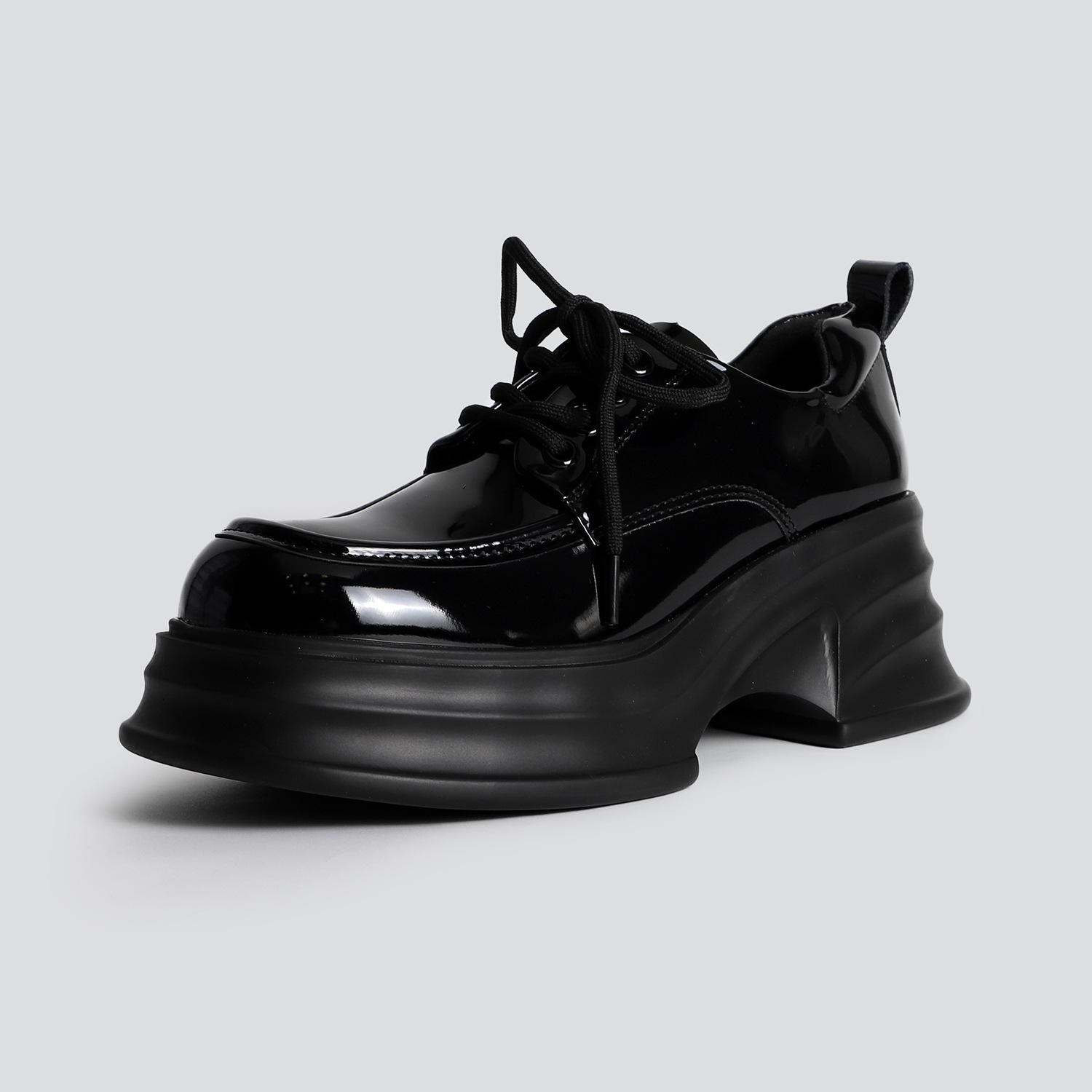 

Korean version of thick-soled sweet wind versatile solid color thick-heeled small leather shoes for women 2025 spring new daily comfortable single sho 34