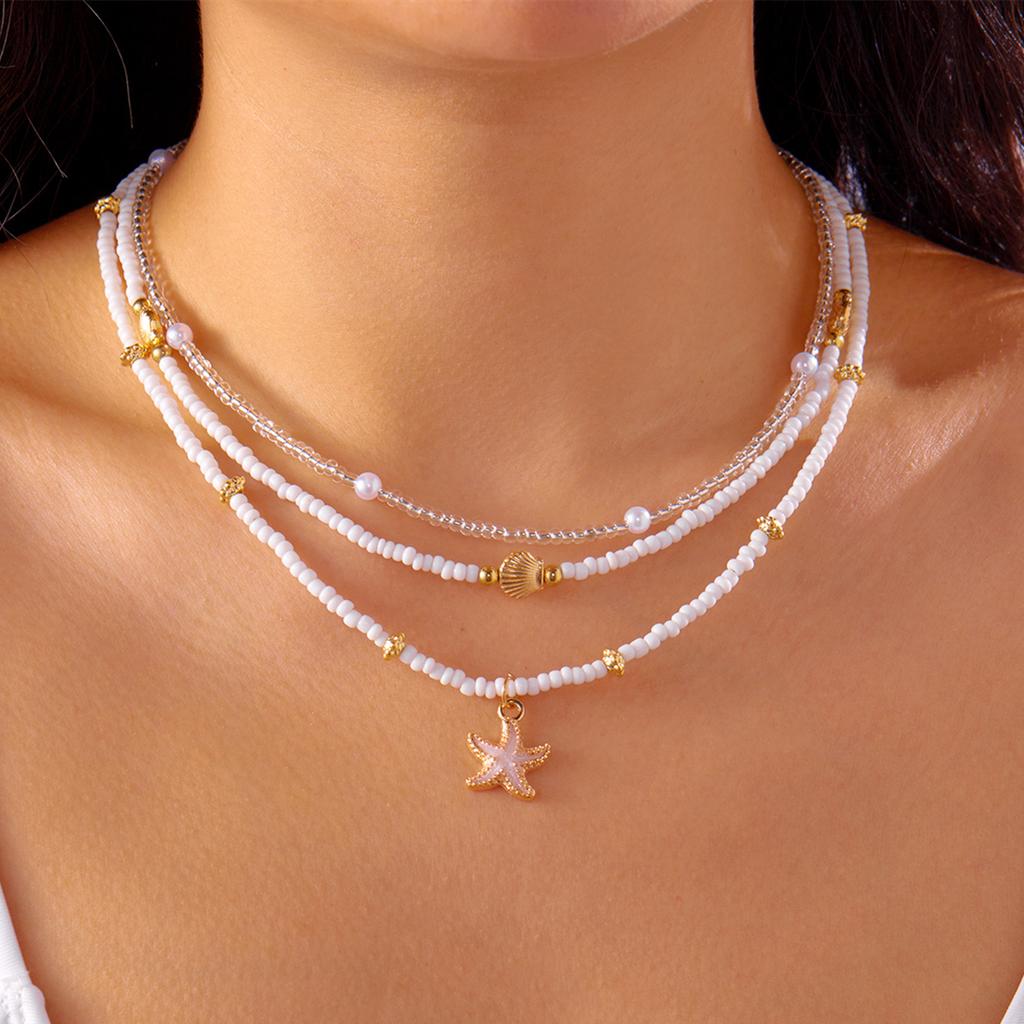 Handmade Shell Starfish Anklets for Women Bohemian Multilayer Rice Beads Bracelet On Leg Foot Chain Jewelry Barefoot Sandal Gift