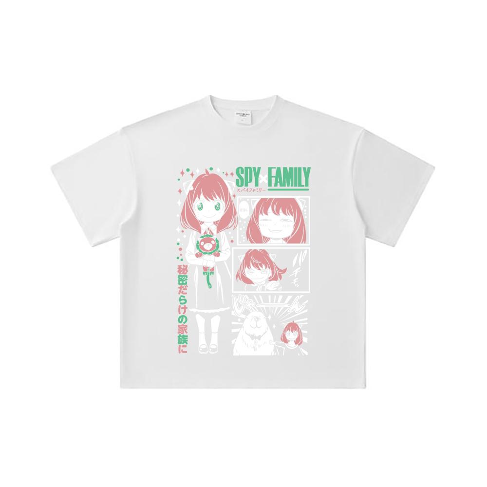 260 GSM Double Yarn 32 Count 100% Cotton Spy x Family V4 Anya Print Unisex Heavy Cotton T Shirt