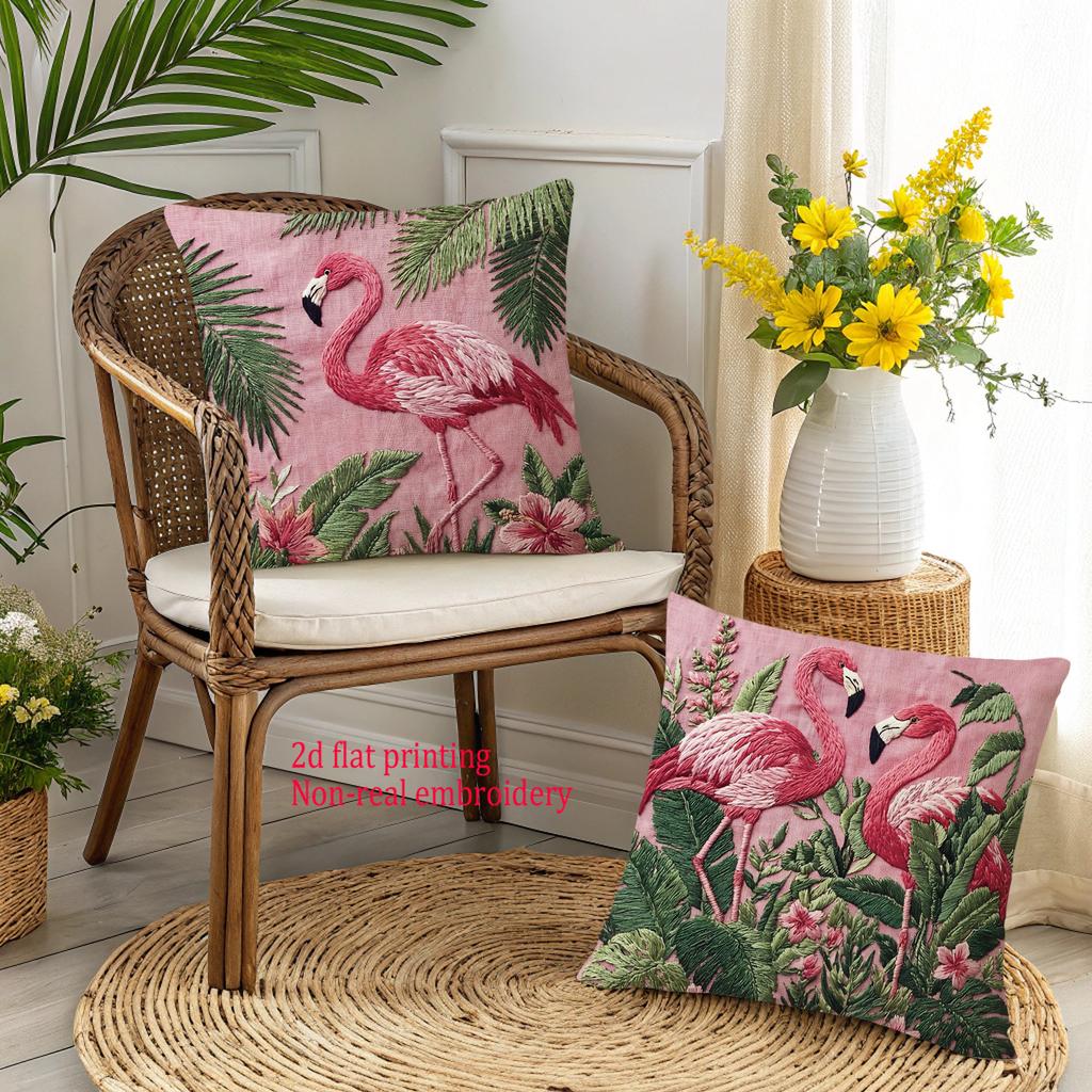 1/4pcs Tropical Flamingo Throw Pillow Covers Pink Jungle Botanical Decorative Pillow Cases for Home Sofa Bedroom Living Room
