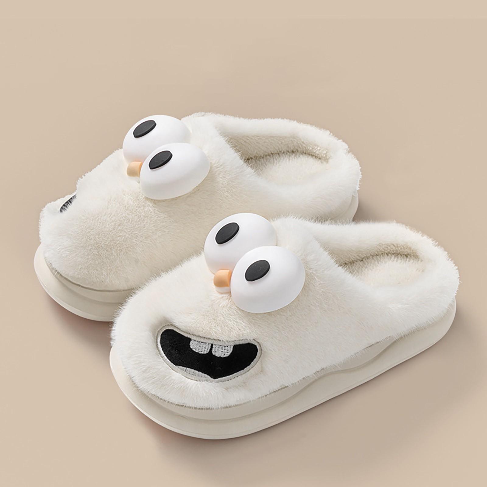 

Walk Diary Slippers for Women Slippers Tongue Out Winter Kissing Slippers 3d Big Eye Dog Fun Cartoon Flip Flop Slides for Women 36 бежевий