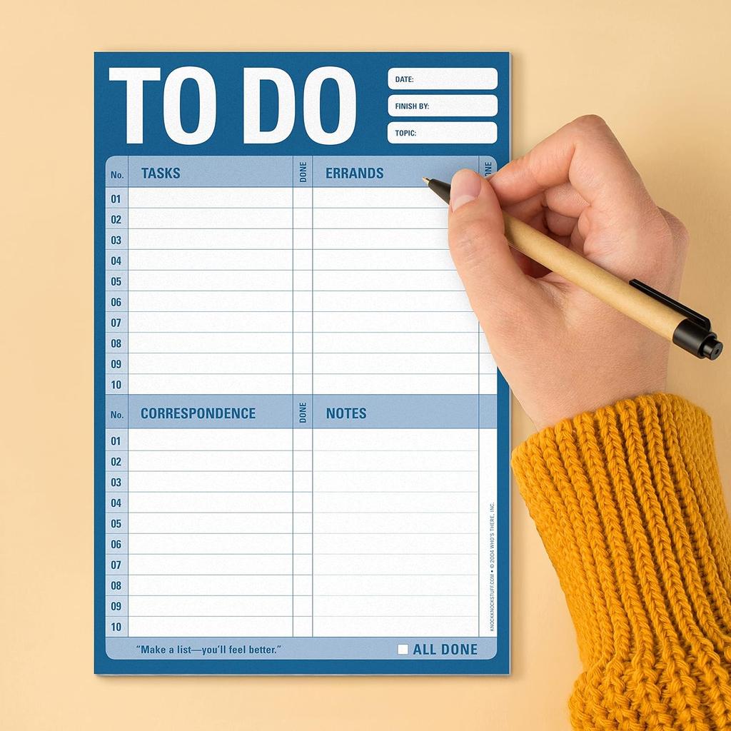 1-Count Knock Knock To Do Pad, To Do List Note Pad for Daily Tasks, Errands, Notes, 6 x 9-inches (Blue)