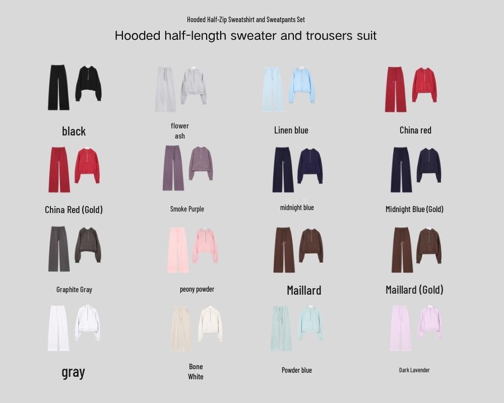 LULU Women's Half-Zip Hooded Loose Sweatshirt Cardigan with Velvet Scuba Jacket Style