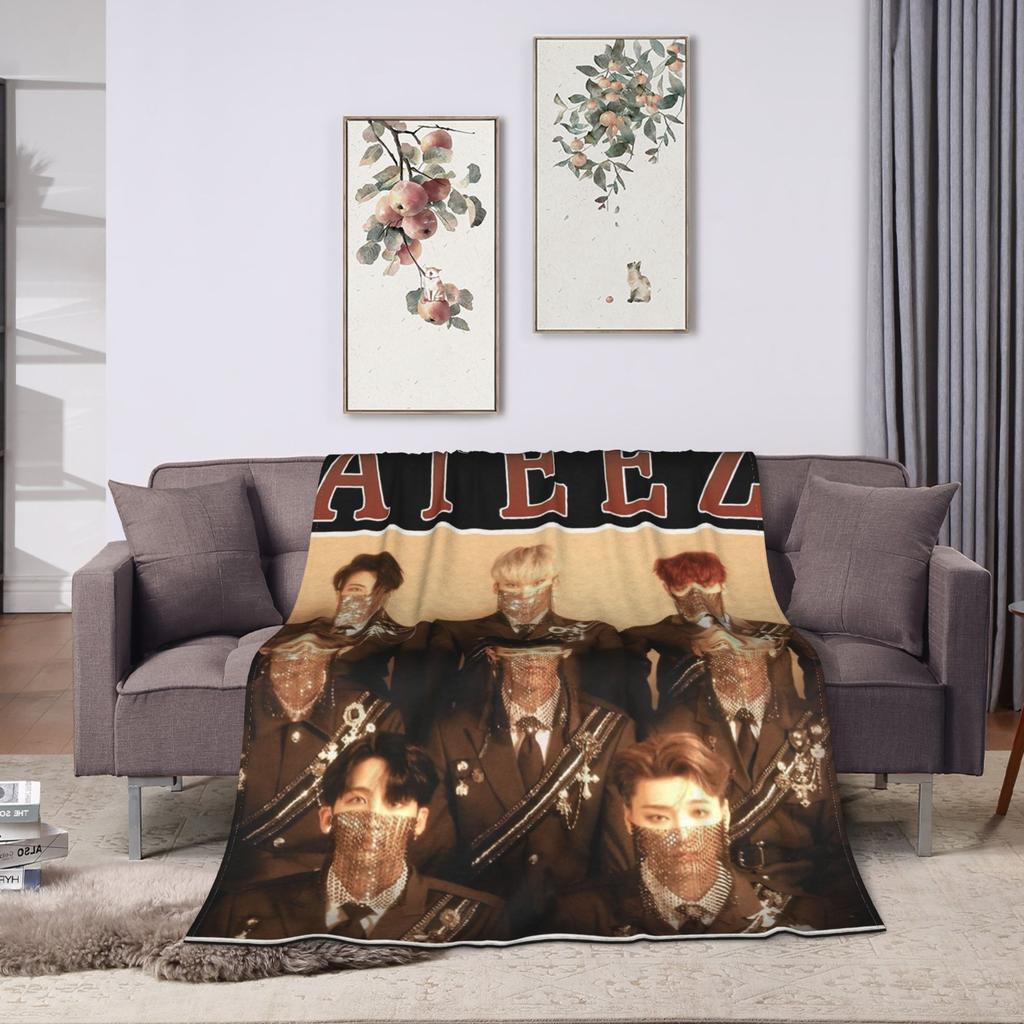 Korean Kpop Ateez MINGI Blanket Flannel Printed  Breathable Super Warm Throw Blankets for Home Travel Bedding Throws