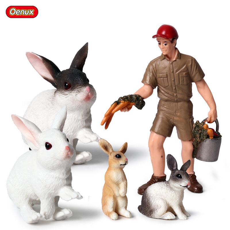 Oenux Gårdsmodell Actionfigurer Bonde Motorsykkel Ku Høne Gris Dyr Sett Figur Minityr PVC Søt Pedagogisk Leketøy for Barn