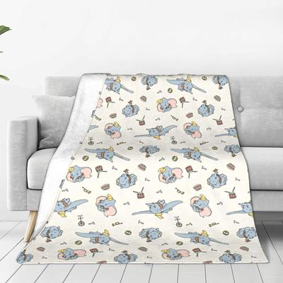 Dumbo Cartoon Niedlicher Elefant Decken Fleece Textil Dekor Anime Lustig Atmungsaktiv Warm Überwurfdecke für Sofa Auto Teppich Stück