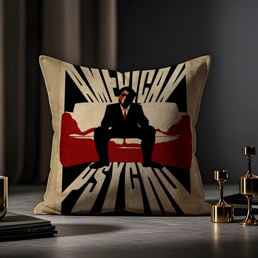American Psycho Cushion Cover Anti-dustmite Pillowcase Invisible Zipper Silky Short Plush Sofa Cushion Cover