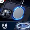 Case for Iphone 15 Plus Magsafe Matt Case Cover Matte Alogy Ring Armored Phone Navy Blue + Glass