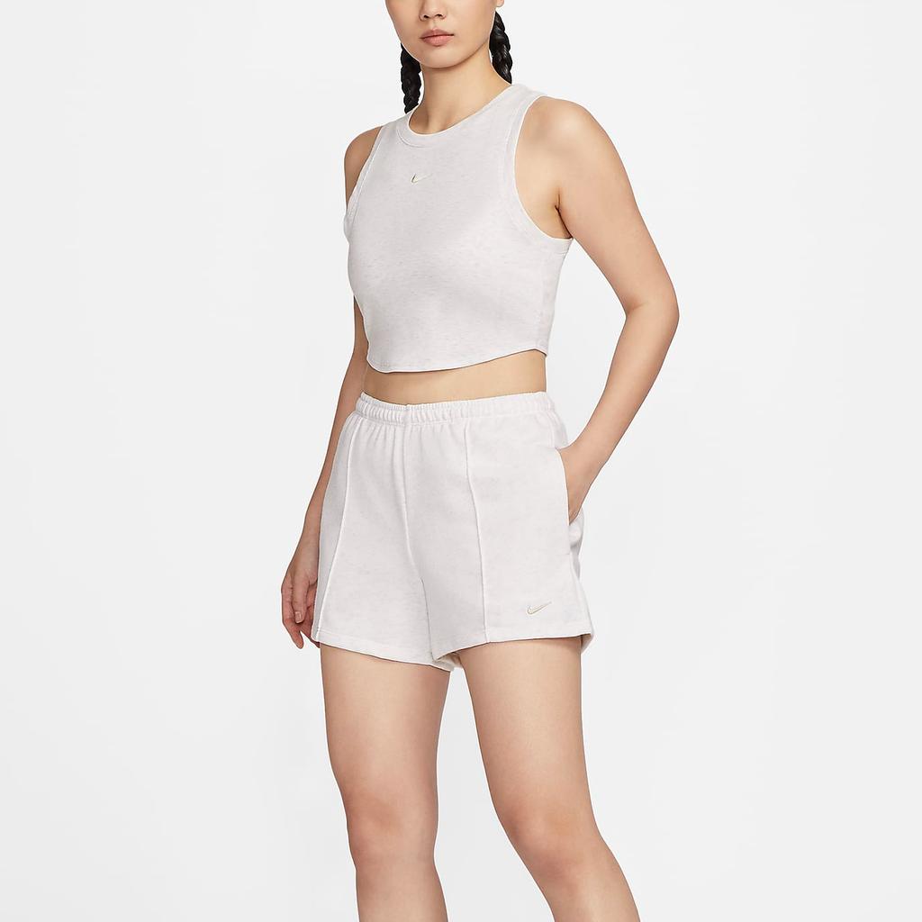 Nike Sportswear Chill Terry Solid Breathable Sports Knit Mid Waist Three Quarter Shorts Women Shorts White HF6941-051