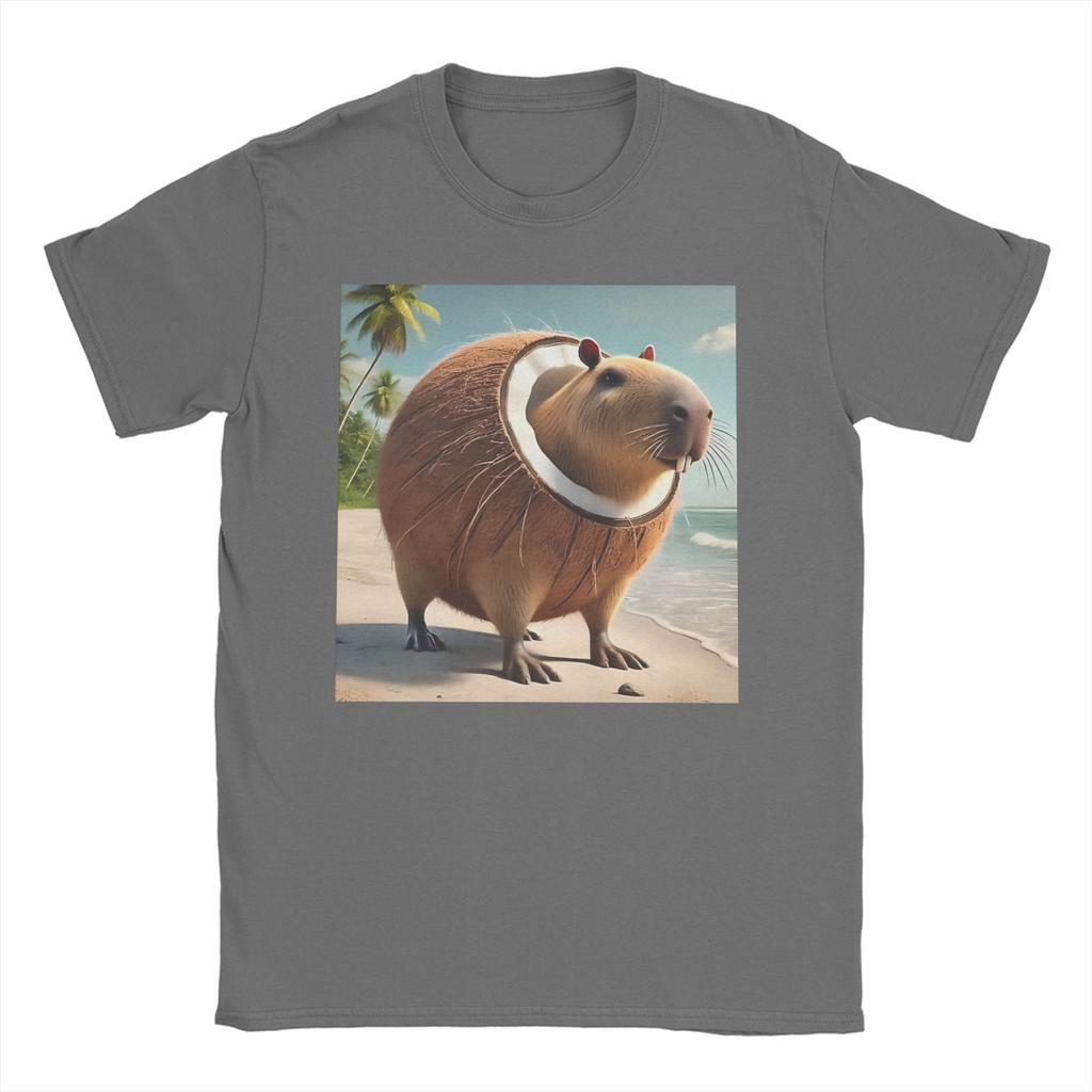 Leisure Italian Brainrot Meme T-Shirt Men Crewneck Cotton T Shirt  Capybara Capybarello Cocosini Short Sleeve Tee Shirt