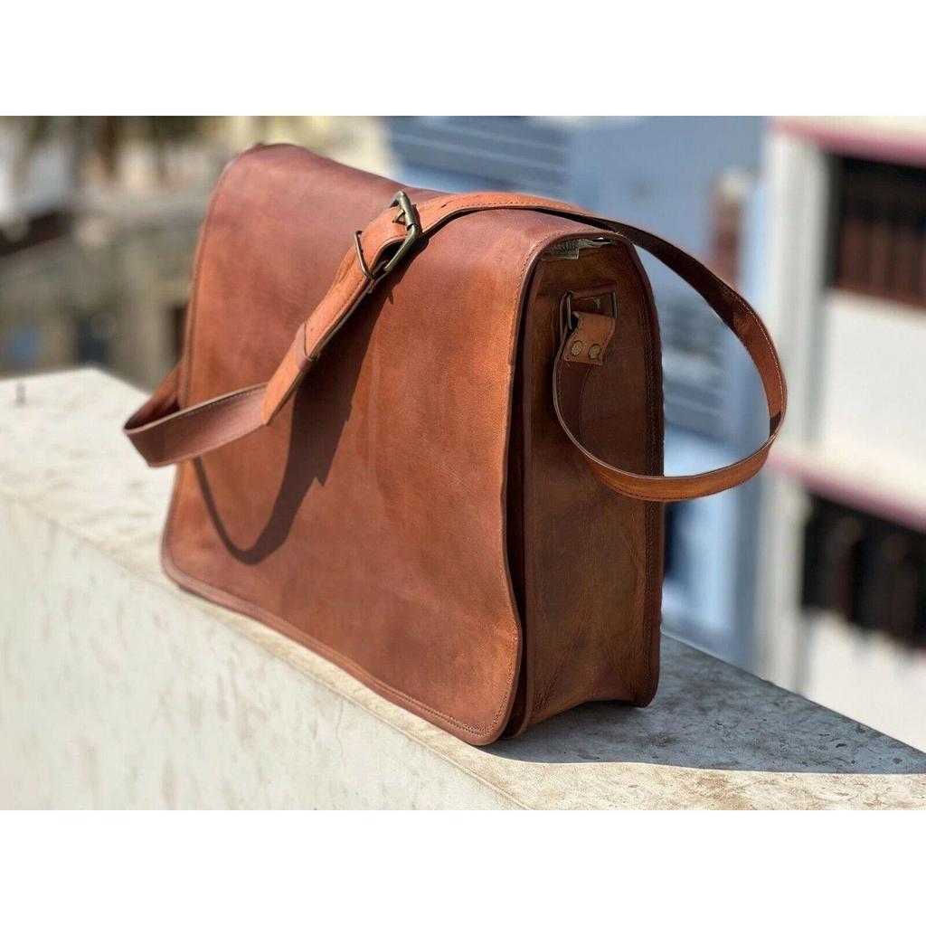 Bag Leather Genuine Men's Vintage Travel Shoulder Laptop Men Brown Messenger New