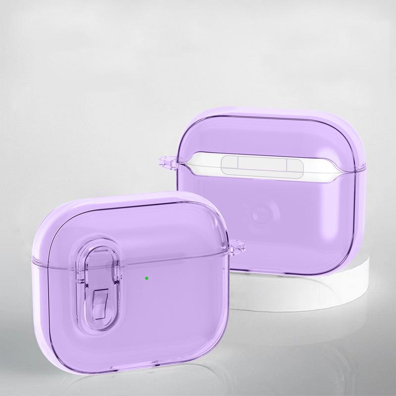 Translucent Crystal Wireless Earphone Case For Airpods Pro 3 2 for Airpods 4 3 Anti-fall Switch Lock Headphone Protective Cover