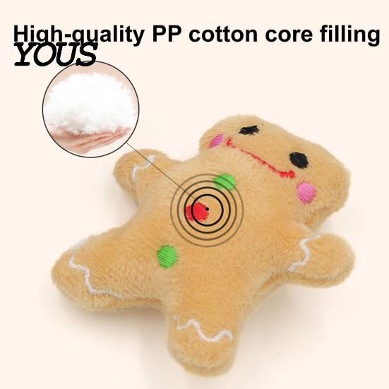 Santa Claus Cat Toy Christmas Catnip Plush Toys, Reindeer Gingerbread Stuffed Animal, Interactive Holiday Durable Chew Resistant for Kittens, Pet