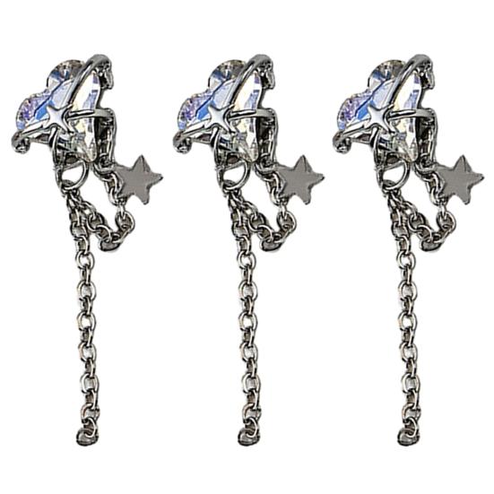 3Pcs Nail Tassel Chain Stunning Trendy Peach Heart Sturdy Rhinestone Accessories for Beautiful Nails