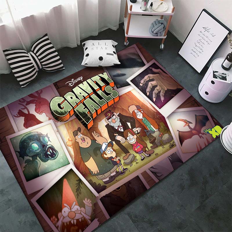 Gravity-Falls Cartoon Pattern Room Carpet Rug for Home Living Room Bedroom Sofa Decor Kids Play Area Rug Non-slip Floor Mat Gift