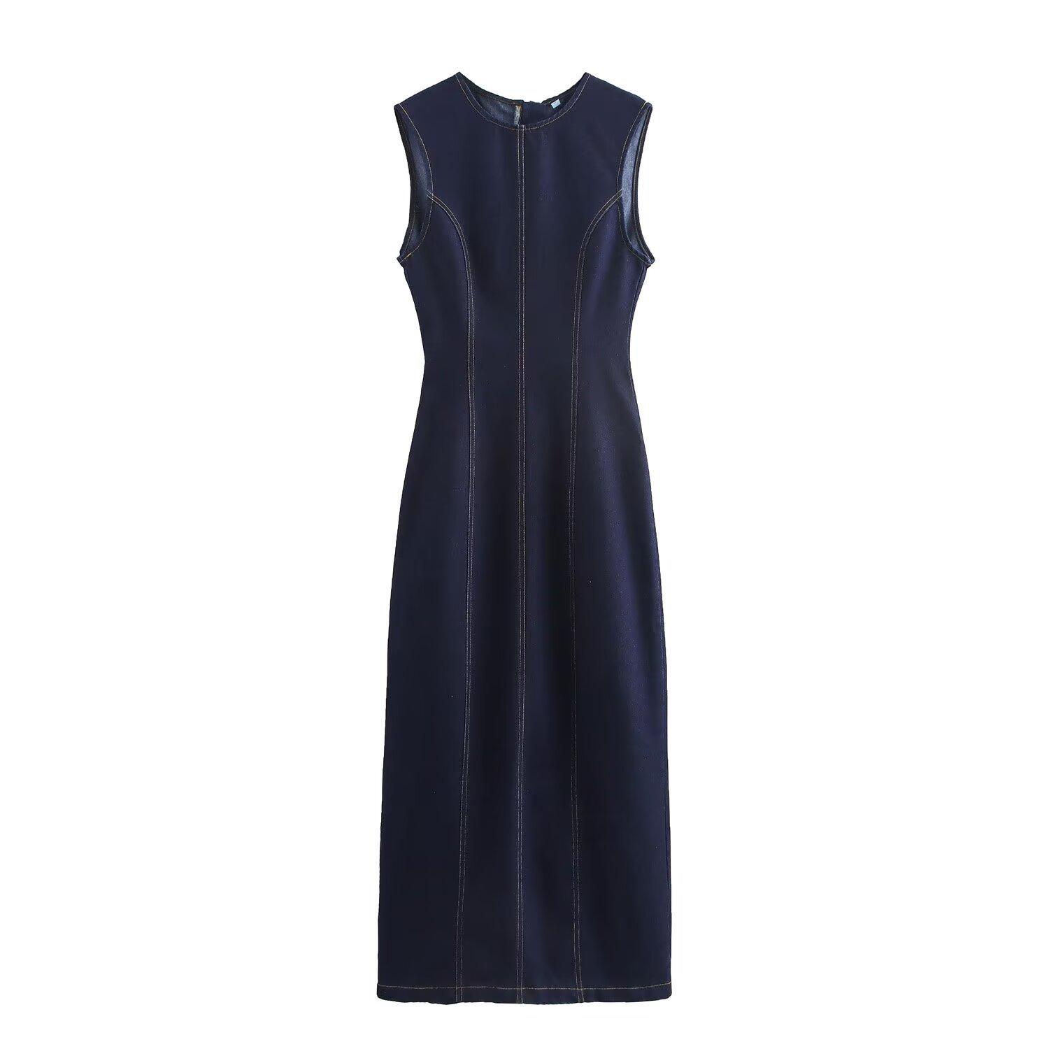 

2024 Autumn/Winter Women s Fashion: Slimming Sleeveless Midi Slit Dress XS