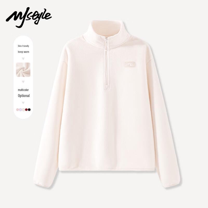 MJ STYLE Women's Half-Zip Stand Collar Fleece Pullover