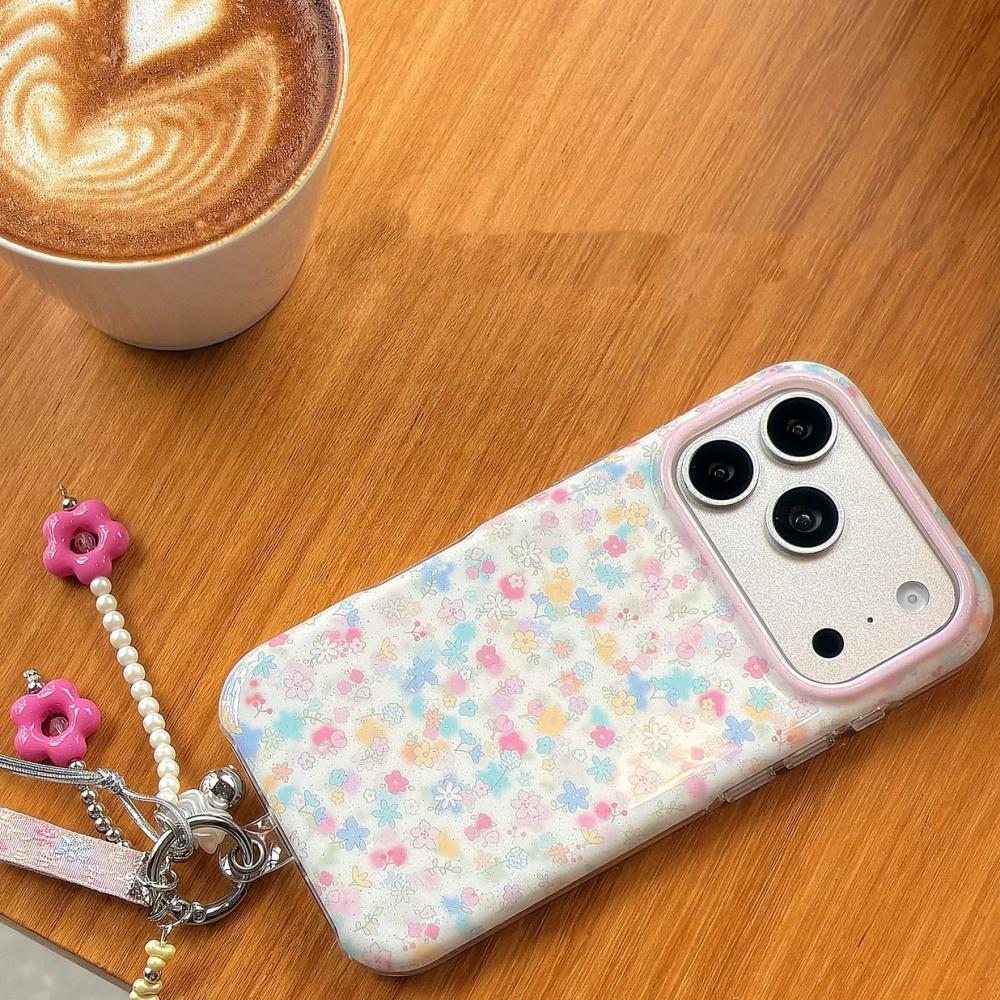 Cute Floral iPhone 17 Case for Girls Shockproof Silicone Cover for iPhone 17 Pro Max 16 Pro 15 14 Full Protection