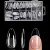 Medium Almond-Shaped Nail Tips - 120 Pieces, 12 Sizes, Transparent Acrylic, Semi-Matte Full-Cover Nail Art, Suitable for DIY Nail Extensions and Salon