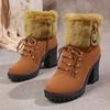 Large Size Flip High-heeled Snow Boots for Women, New Velvet and Thickened Snow Boots for Women In Autumn and Winter