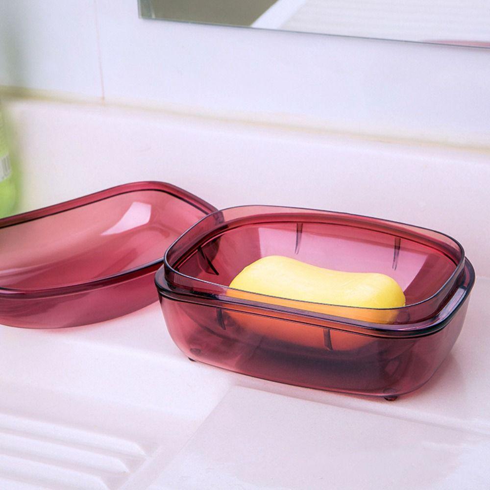 

Stylish Double Layer Soap Box Translucent Soap Stand Travel Soap Container Bathroom