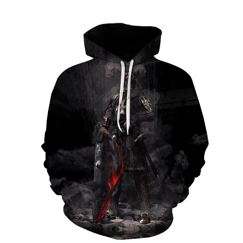 Podzimní 3D mikiny s potiskem templářských rytířů, módní, ležérní, sportovní, s dlouhým rukávem, pánské mikiny s kapucí