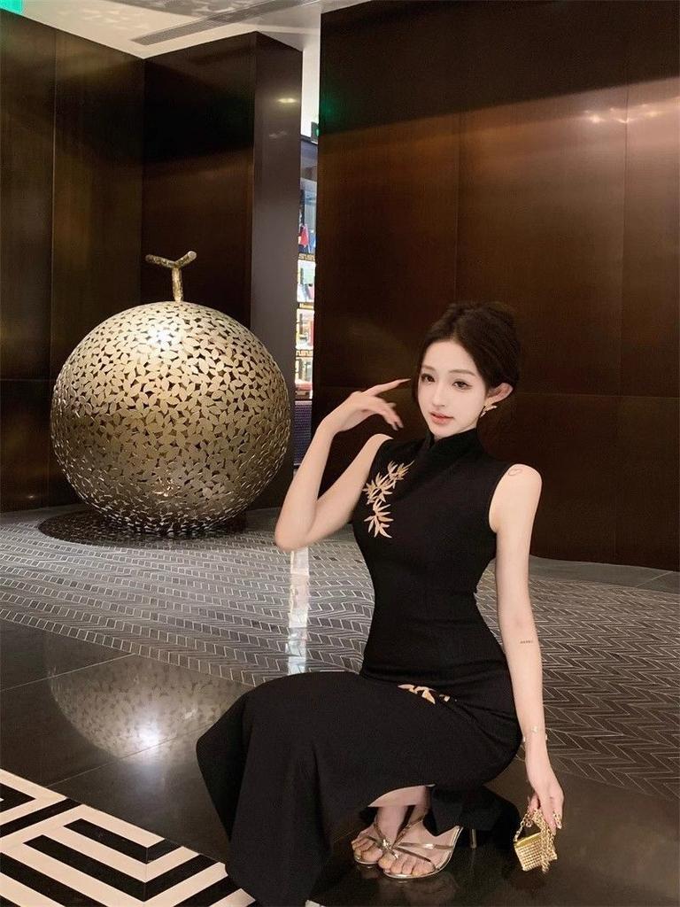 Noul stil național chinezesc cheongsam îmbunătățit temperament celebritate soră regală rochie high-end rochie talie subțire rochie șold
