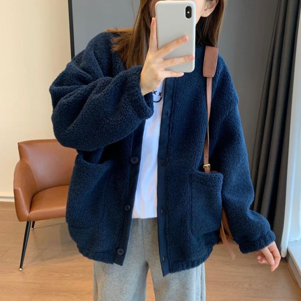 Imitation Lamb Wool, Coat, Women's, Fleece, Warm, Baseball Jacket, Top