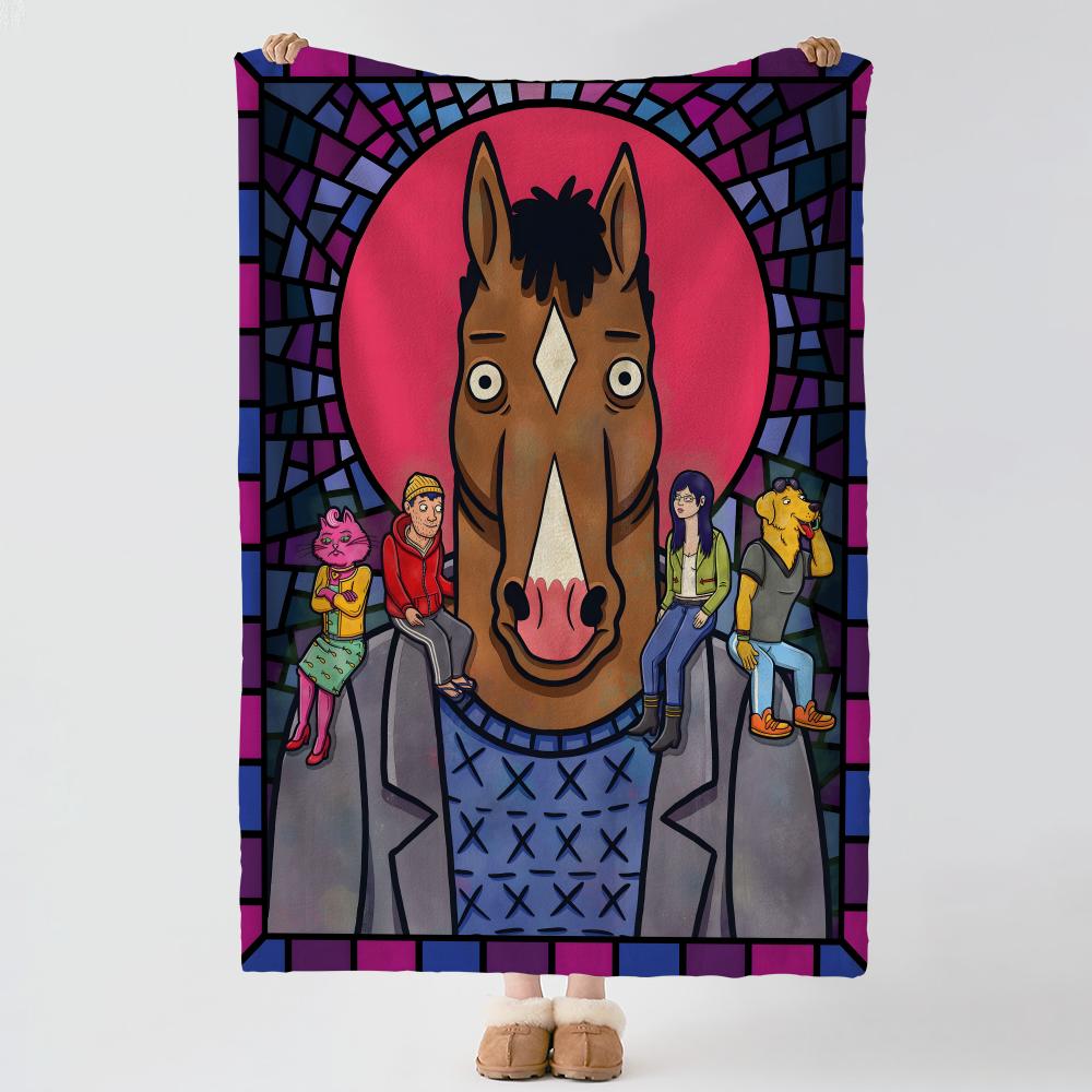 cartoon B-BoJack Horseman-n Throw Thick Comfort Flannel Quilt, Multi-scene Use Indoor Outdoor Daily Nap