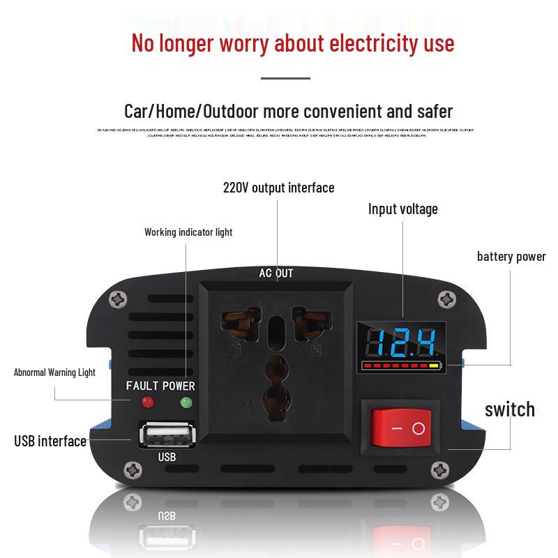 Smart Car Solar Inverter 12V/24V To 220V Converter