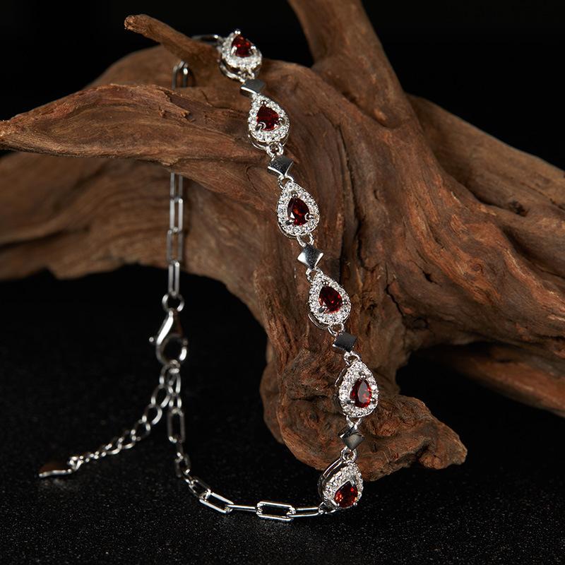 Earrings Jewelry S925 Sterling Silver With Natural Garnet Amethyst Bracelet Women