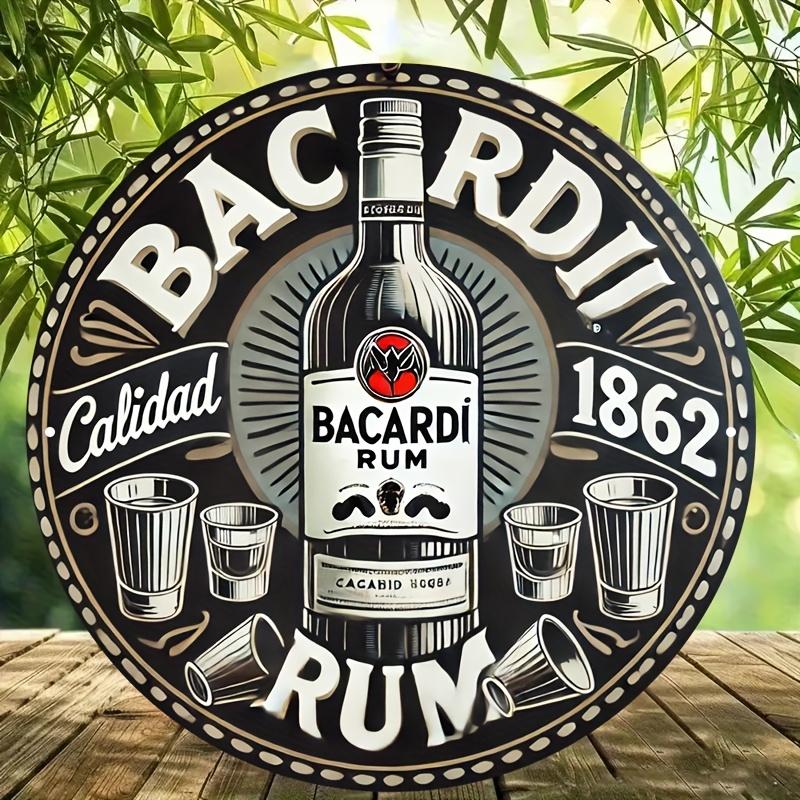 Hisun Tin Sign Vintage Bacardi Rum Themed Round Metal Tin Sign Bar Wall Decor Art Plaque