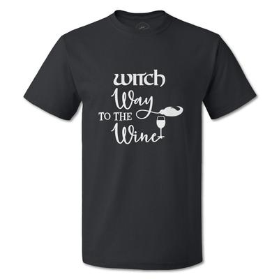 Funny Graphic T Shirts Halloween Witch Way To The Wine Cotton Owl Top Punch