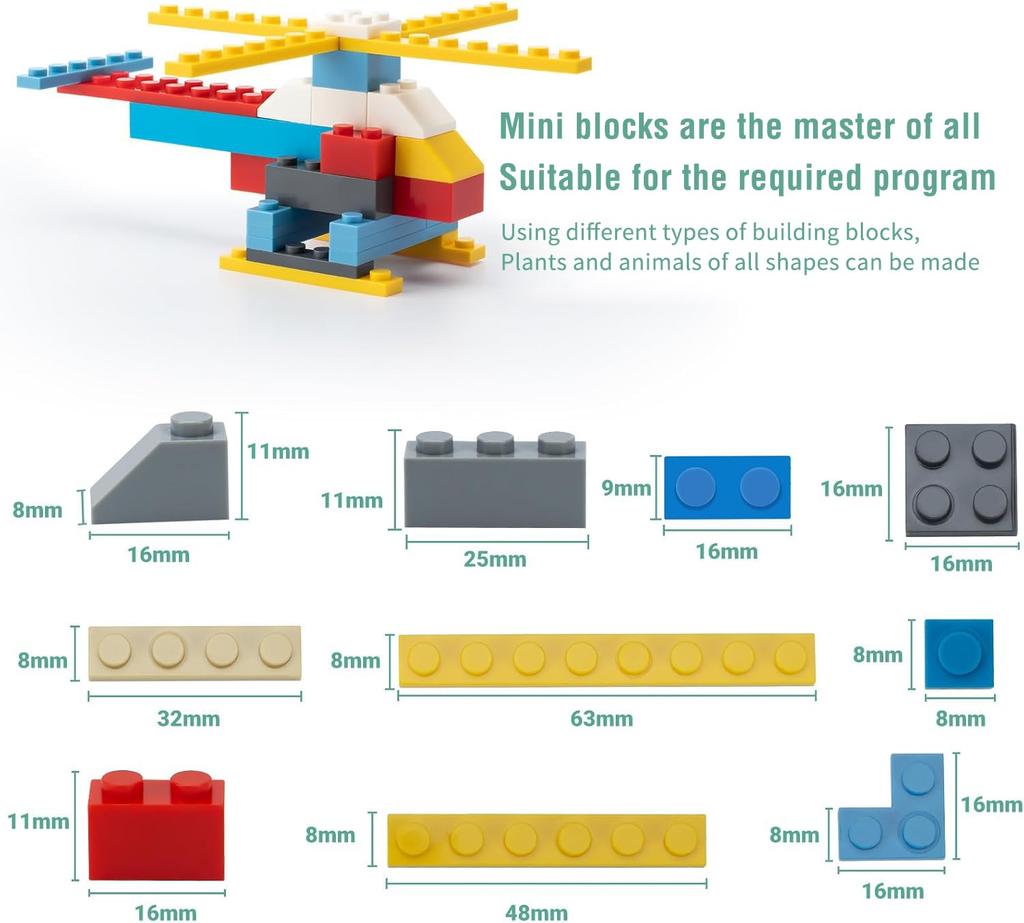 WYSWYG 1200-Piece Classic Series Basic Building Block Expansion Set - Compatible with Major Building Block Brands - Great Value, 12 Colors, 14 Shapes