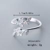 Luxury Trendy Shiny Zircon Branches Leaves Finger Rings For Women Men Temperament Vintage Leaf Opening Rings Wedding Jewelry