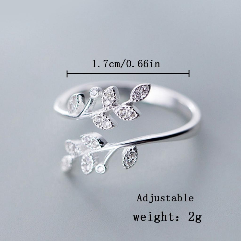 Luxury Trendy Shiny Zircon Branches Leaves Finger Rings For Women Men Temperament Vintage Leaf Opening Rings Wedding Jewelry